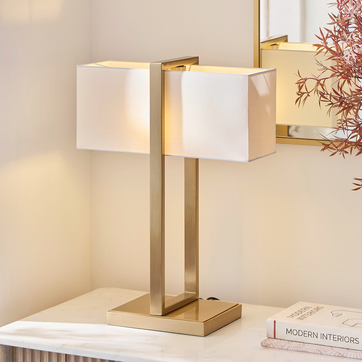 Sonoma Brass Table Lamp with Off White Light Shade