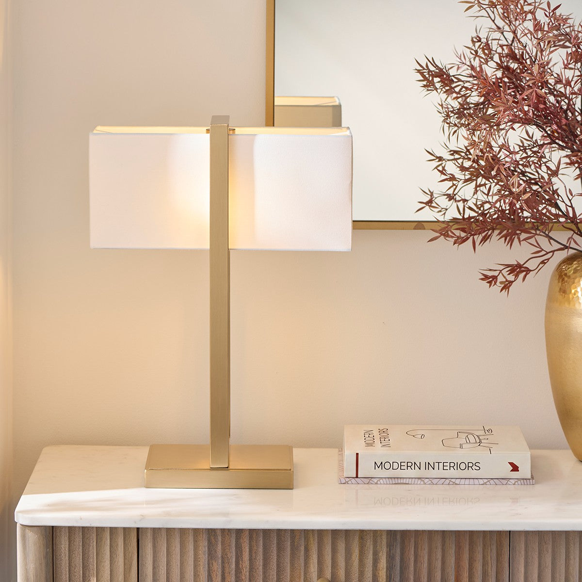 Sonoma Brass Table Lamp with Off White Light Shade