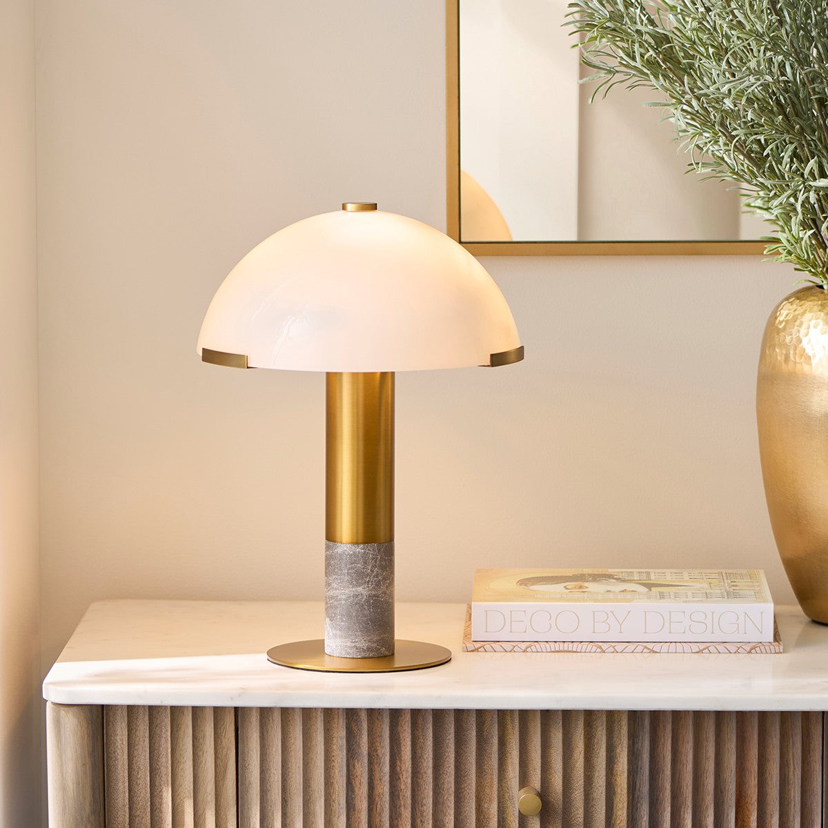Gretel Small Table Lamp with Vintage Brass and Marble Finish