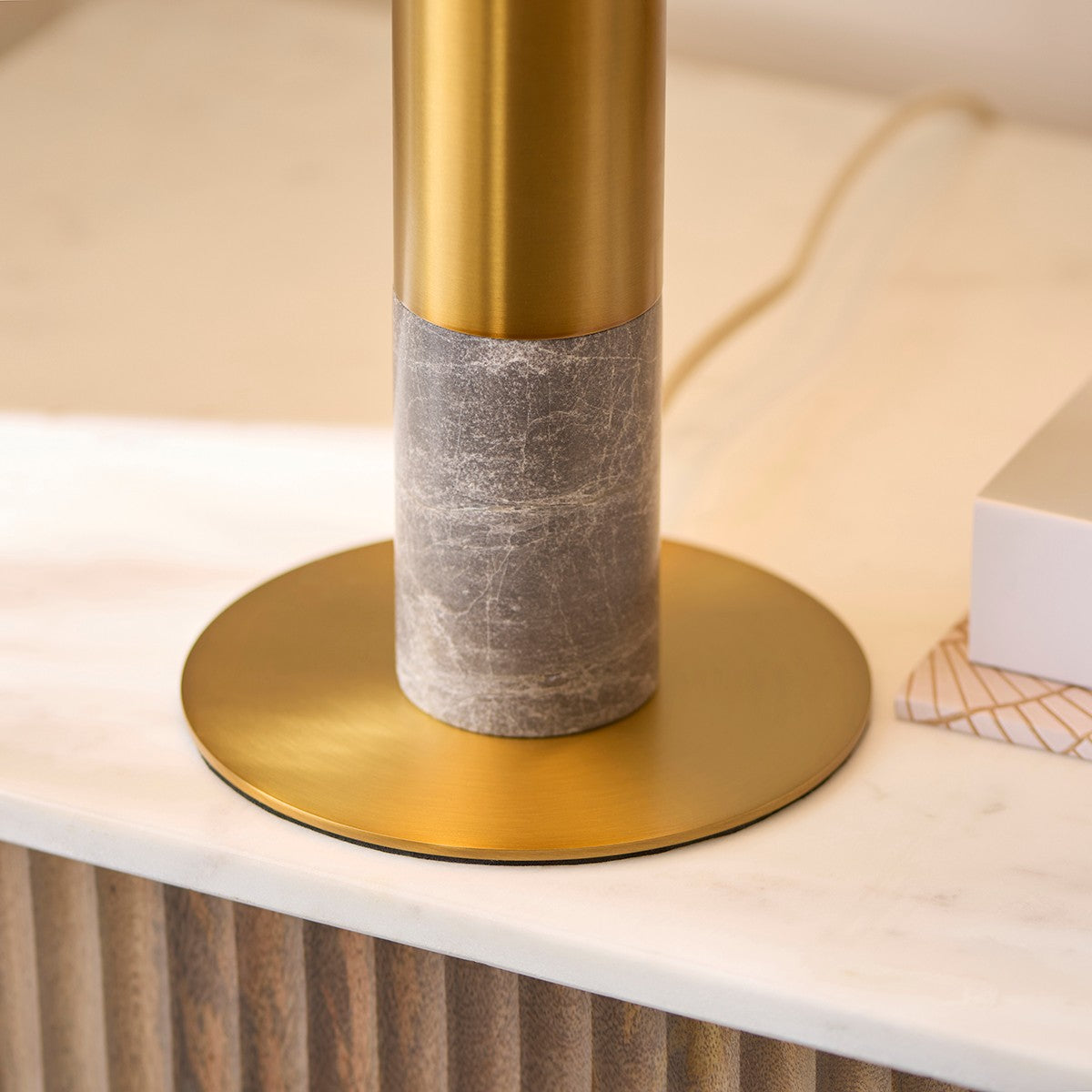 Gretel Small Table Lamp with Vintage Brass and Marble Finish