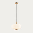 Elvora Opal Ribbed Glass Globe Pendant Light in Brushed Brass