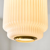 Elvora Opal Ribbed Glass Pendant Light in Brushed Brass