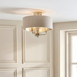 Brushed Chrome Plate & Natural Fabric