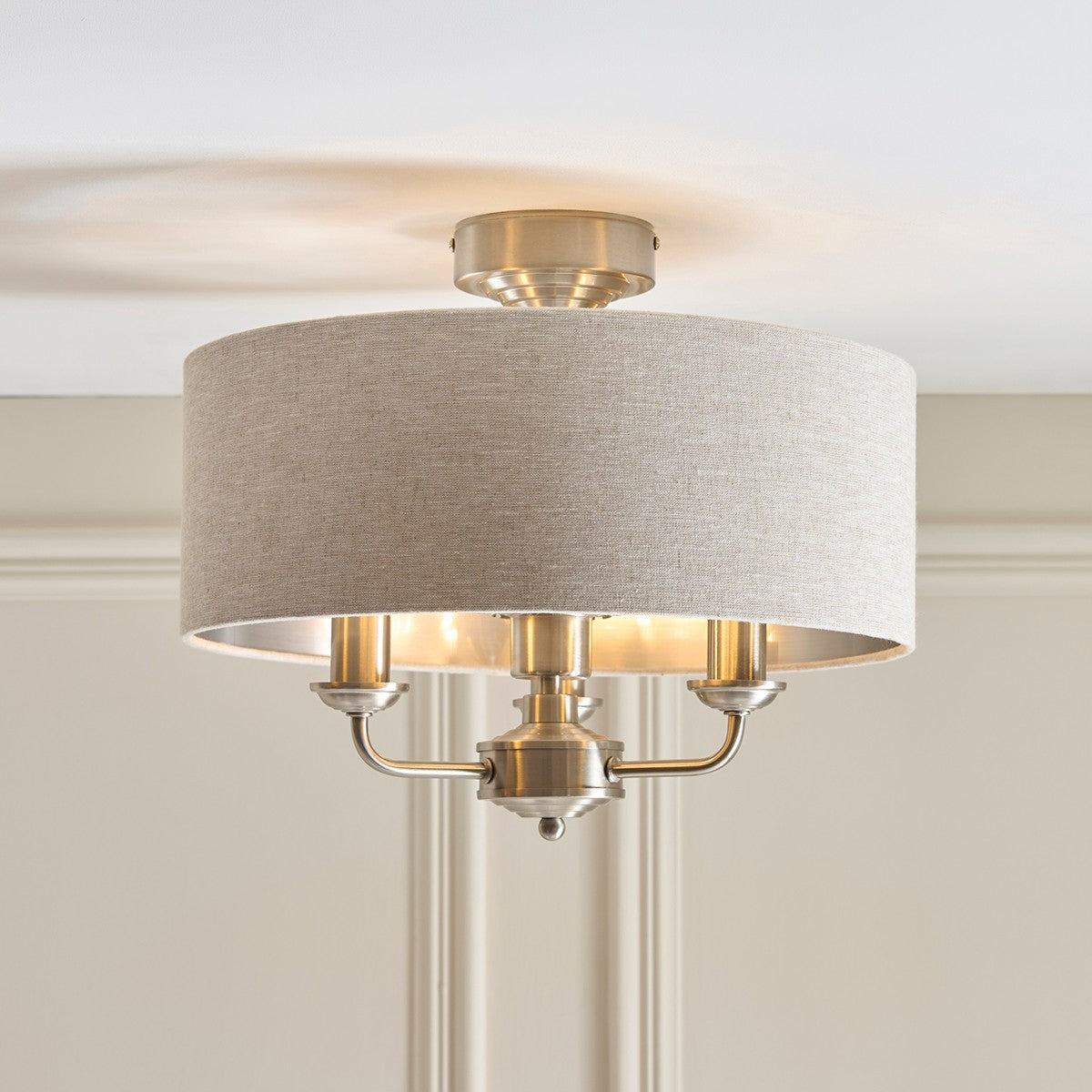 Brushed Chrome Plate & Natural Fabric