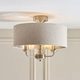 Brushed Chrome Plate & Natural Fabric