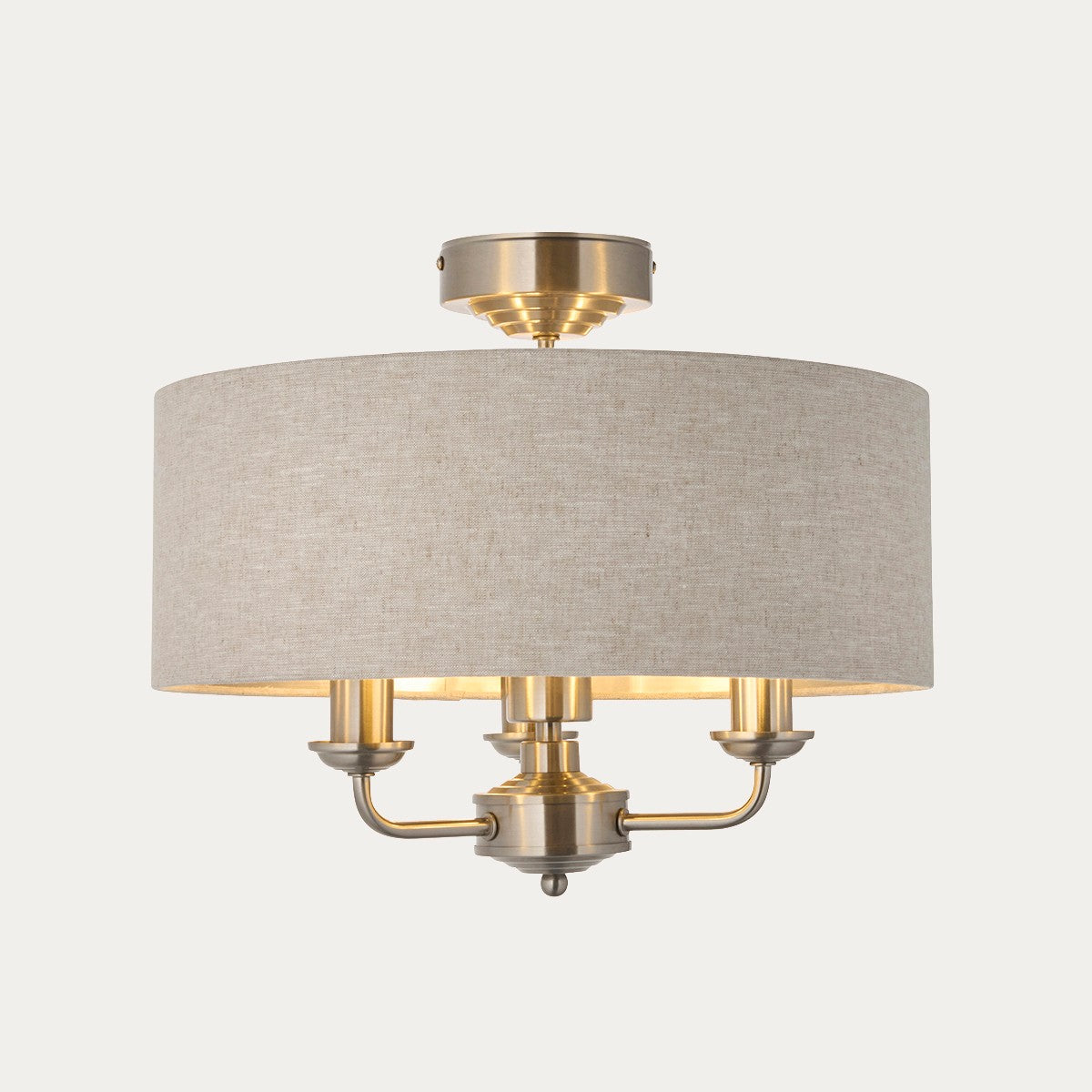 Brushed Chrome Plate & Natural Fabric