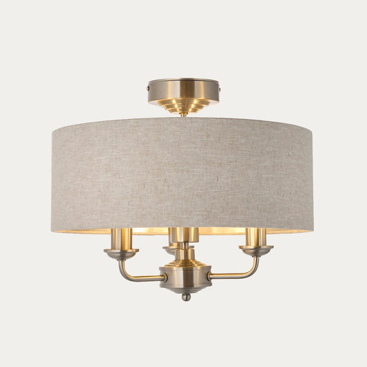 Brushed Chrome Plate & Natural Fabric