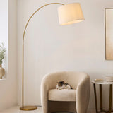 Carson Large Floor Lamp with Natural Fabric Lamp Shade