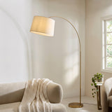 Carson Large Floor Lamp with Natural Fabric Lamp Shade