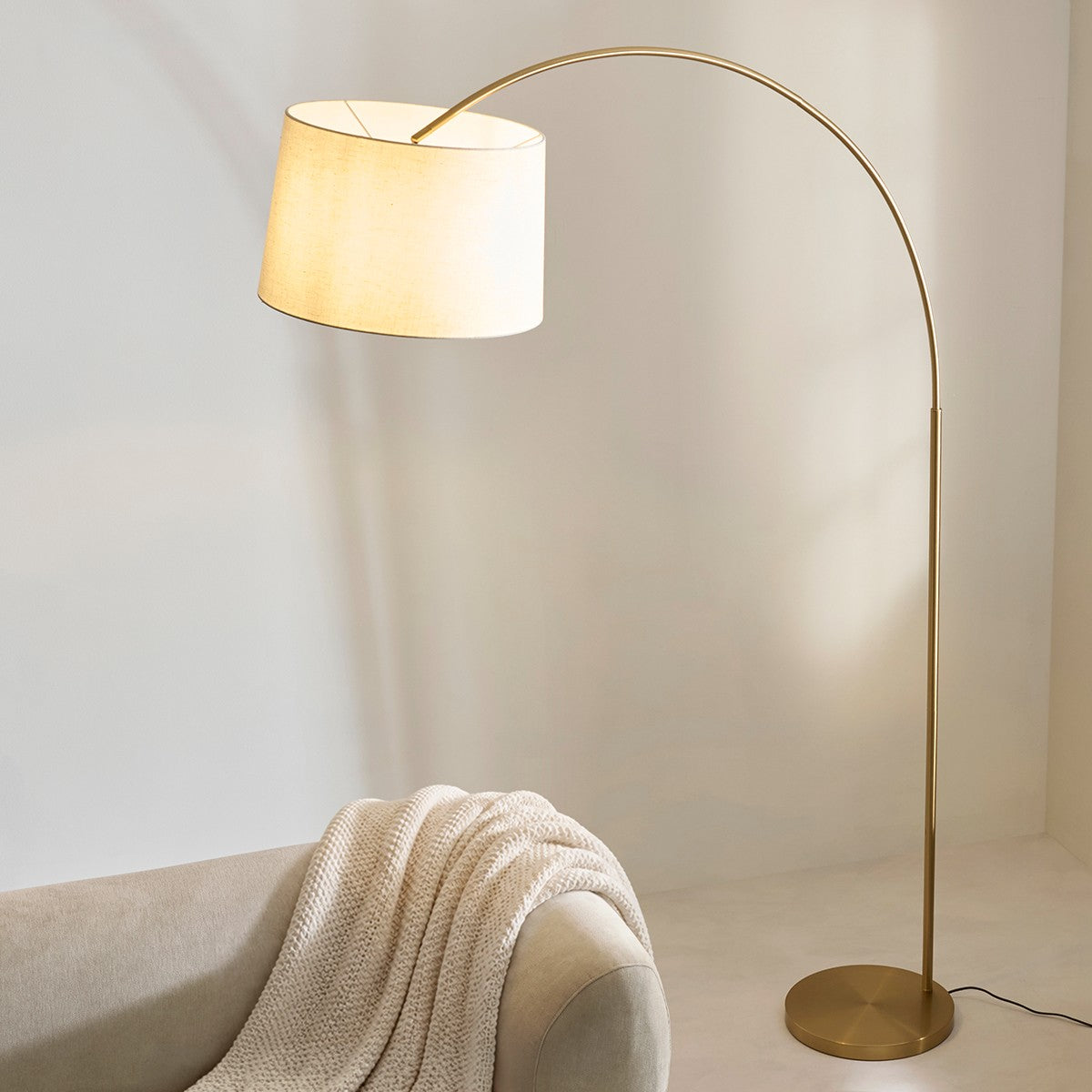 Carson Large Floor Lamp with Natural Fabric Lamp Shade