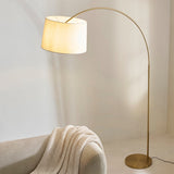 Carson Large Floor Lamp with Natural Fabric Lamp Shade