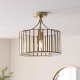 Antara Flush Mount Ceiling Light with Antique Brass and Clear Glass