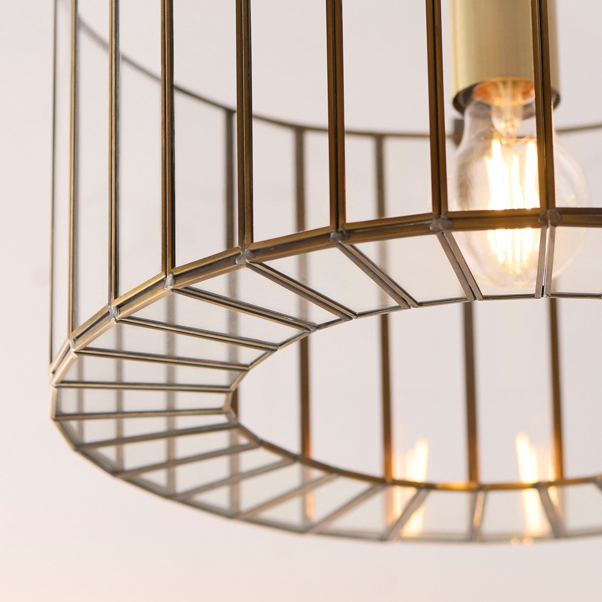 Antara Flush Mount Ceiling Light with Antique Brass and Clear Glass
