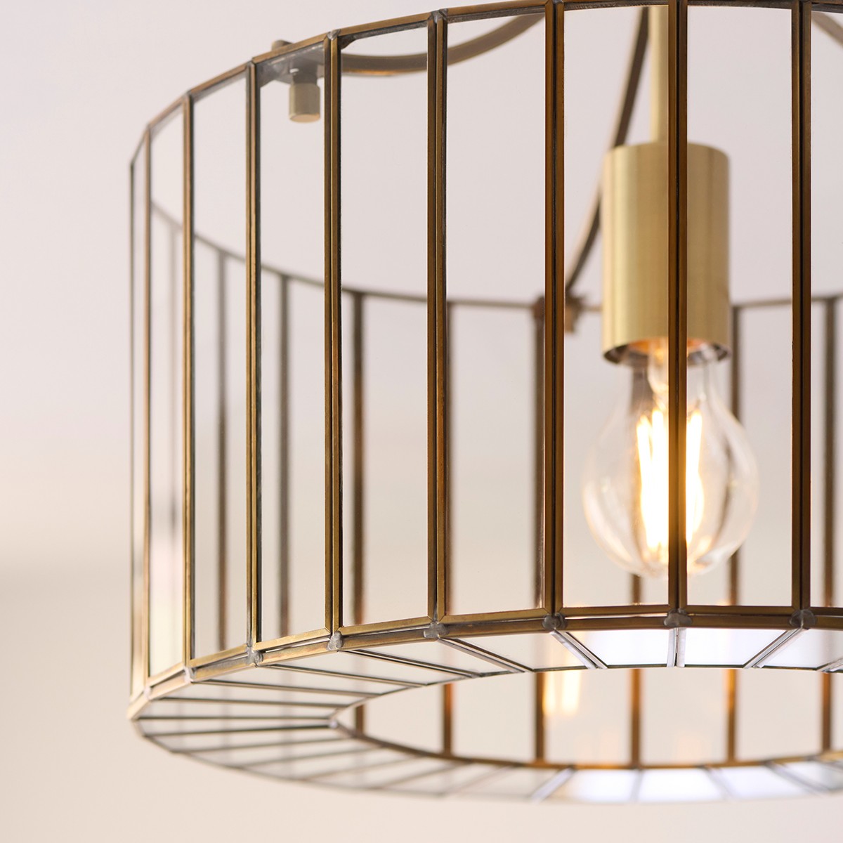 Antara Flush Mount Ceiling Light with Antique Brass and Clear Glass