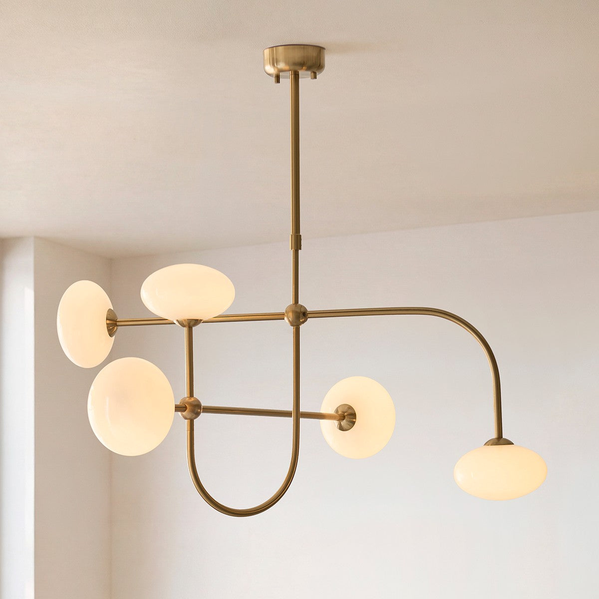 Oldwick 5 Light Mid Century Style Pendant Light with Opal Glass