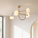 Oldwick 4 Light Semi Flush Mount Ceiling Light in Brushed Brass with Opal Glass