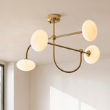 Oldwick 4 Light Semi Flush Mount Ceiling Light in Brushed Brass with Opal Glass