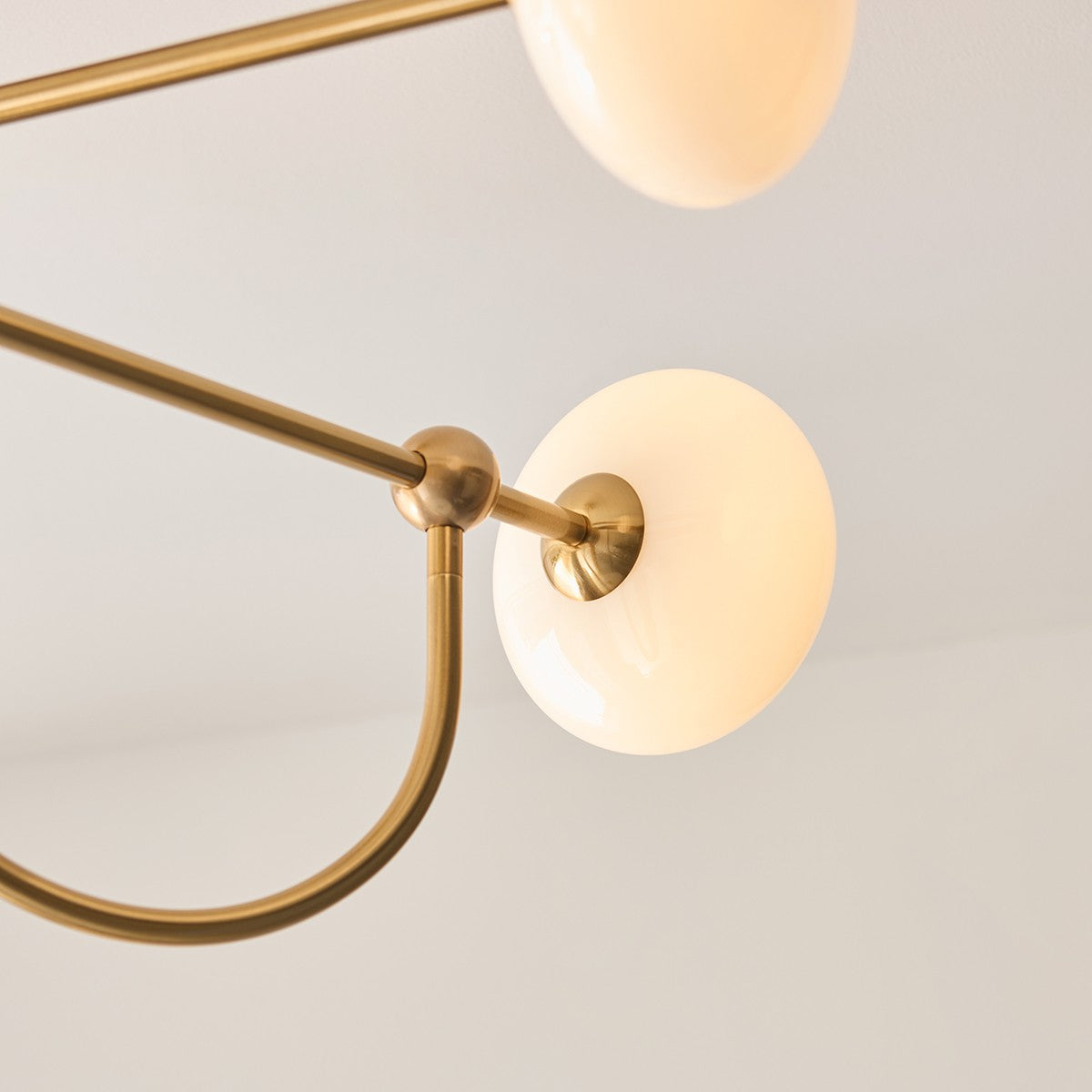 Oldwick 4 Light Semi Flush Mount Ceiling Light in Brushed Brass with Opal Glass