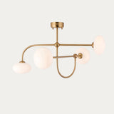 Oldwick 4 Light Semi Flush Mount Ceiling Light in Brushed Brass with Opal Glass