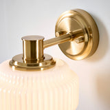 Elvora Mid Century Wall Light with Brushed Brass and Opal Ribbed Glass
