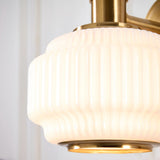 Elvora Mid Century Wall Light with Brushed Brass and Opal Ribbed Glass