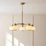 Elvora Opal Ribbed Glass Large Pendant Light in Brushed Brass