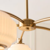 Elvora Opal Ribbed Glass Large Pendant Light in Brushed Brass