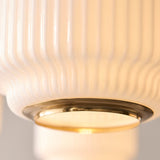Elvora Opal Ribbed Glass Large Pendant Light in Brushed Brass