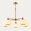 Elvora Opal Ribbed Glass Large Pendant Light in Brushed Brass