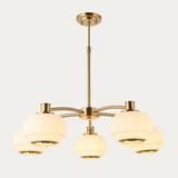 Elvora Opal Ribbed Glass Large Pendant Light in Brushed Brass