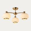 Elvora 3 Light Modern Semi Flush Mount Ceiling Light in Brushed Brass with Opal Ribbed Glass