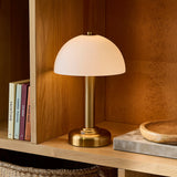 Bramford Rechargeable Table Lamp with Vintage Brass and Opal Finish