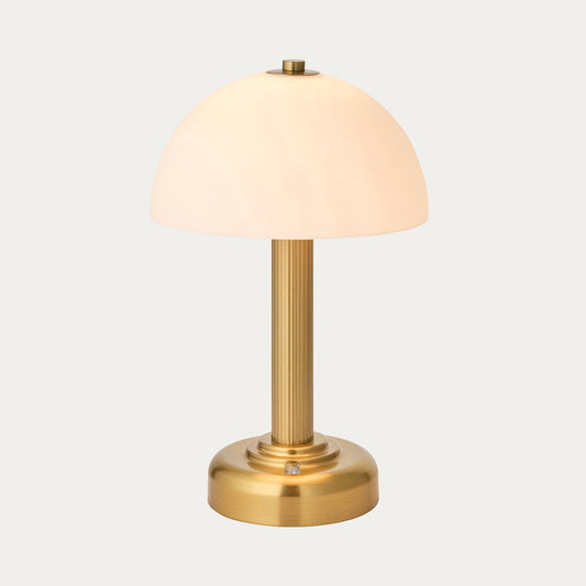 Bramford Rechargeable Table Lamp with Vintage Brass and Opal Finish