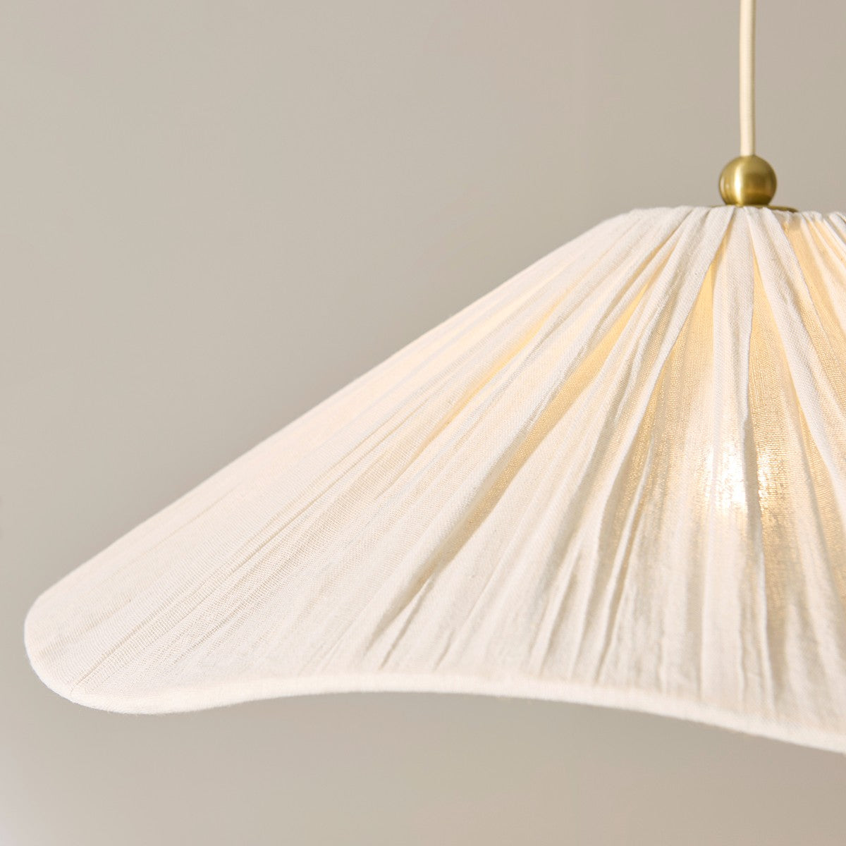 Ivetta Large Scalloped Shade Vintage Pendant Light in Brushed Brass
