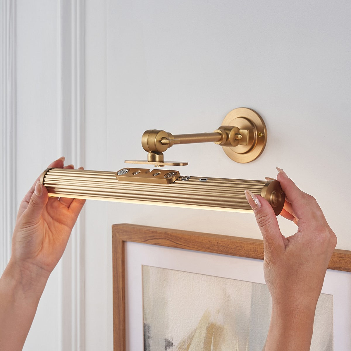 Cerali Rechargeable Picture Light with Warm Brass Finish