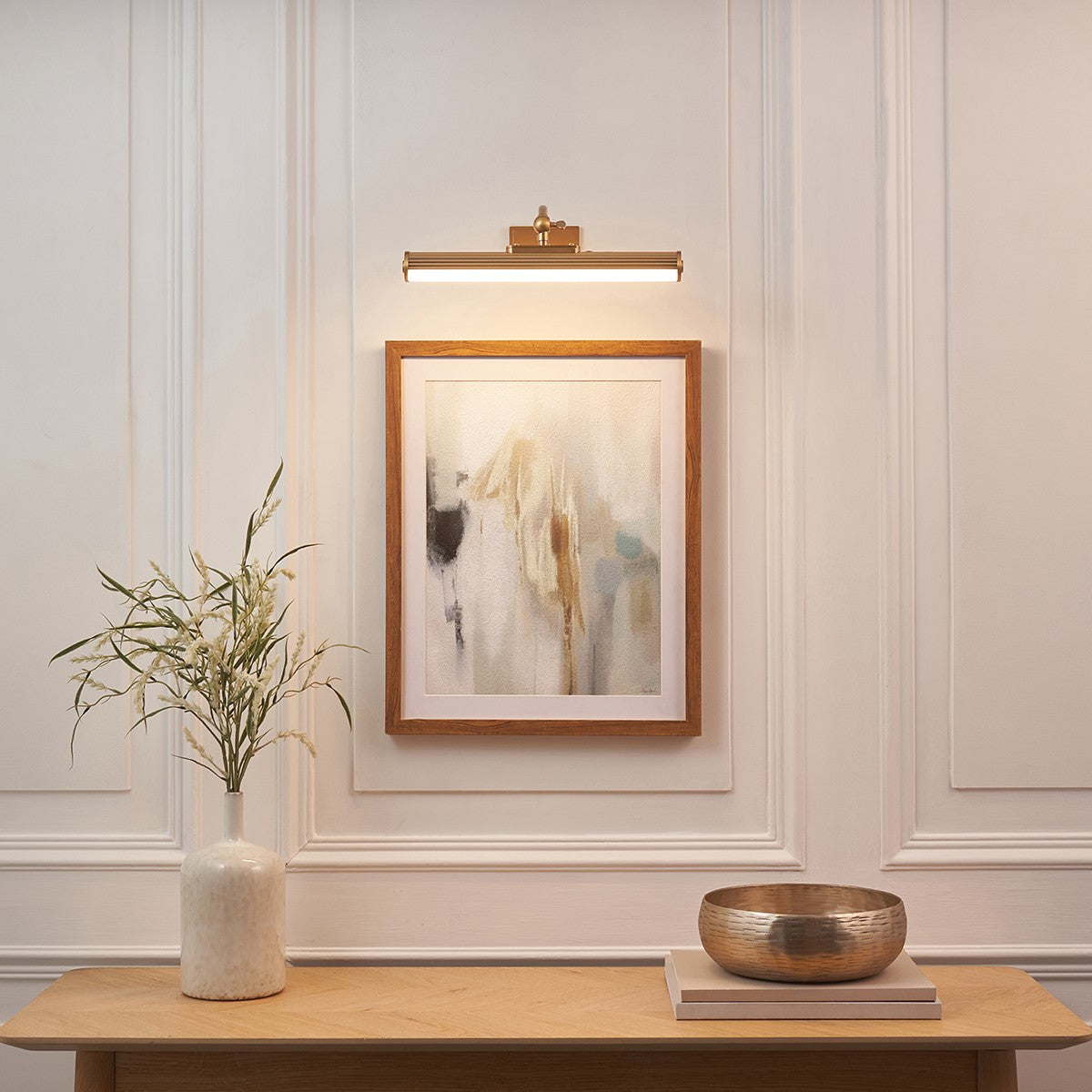 Kindra Battery Powered Picture Light in Warm Brass Finish