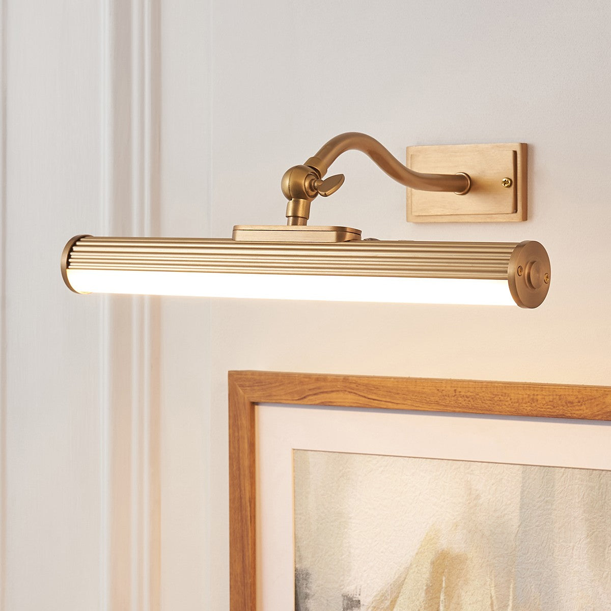 Kindra Battery Powered Picture Light in Warm Brass Finish