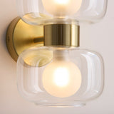 Rosetto Double Wall Light in Warm Brass and Frosted Glass