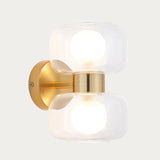 Rosetto Double Wall Light in Warm Brass and Frosted Glass