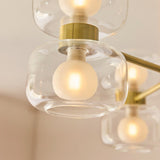Rosetto 6 Light Semi Flush Mount Ceiling Light in Warm Brass with Frosted Glass