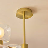 Rosetto 6 Light Semi Flush Mount Ceiling Light in Warm Brass with Frosted Glass