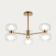 Rosetto 6 Light Semi Flush Mount Ceiling Light in Warm Brass with Frosted Glass