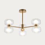 Rosetto 6 Light Semi Flush Mount Ceiling Light in Warm Brass with Frosted Glass