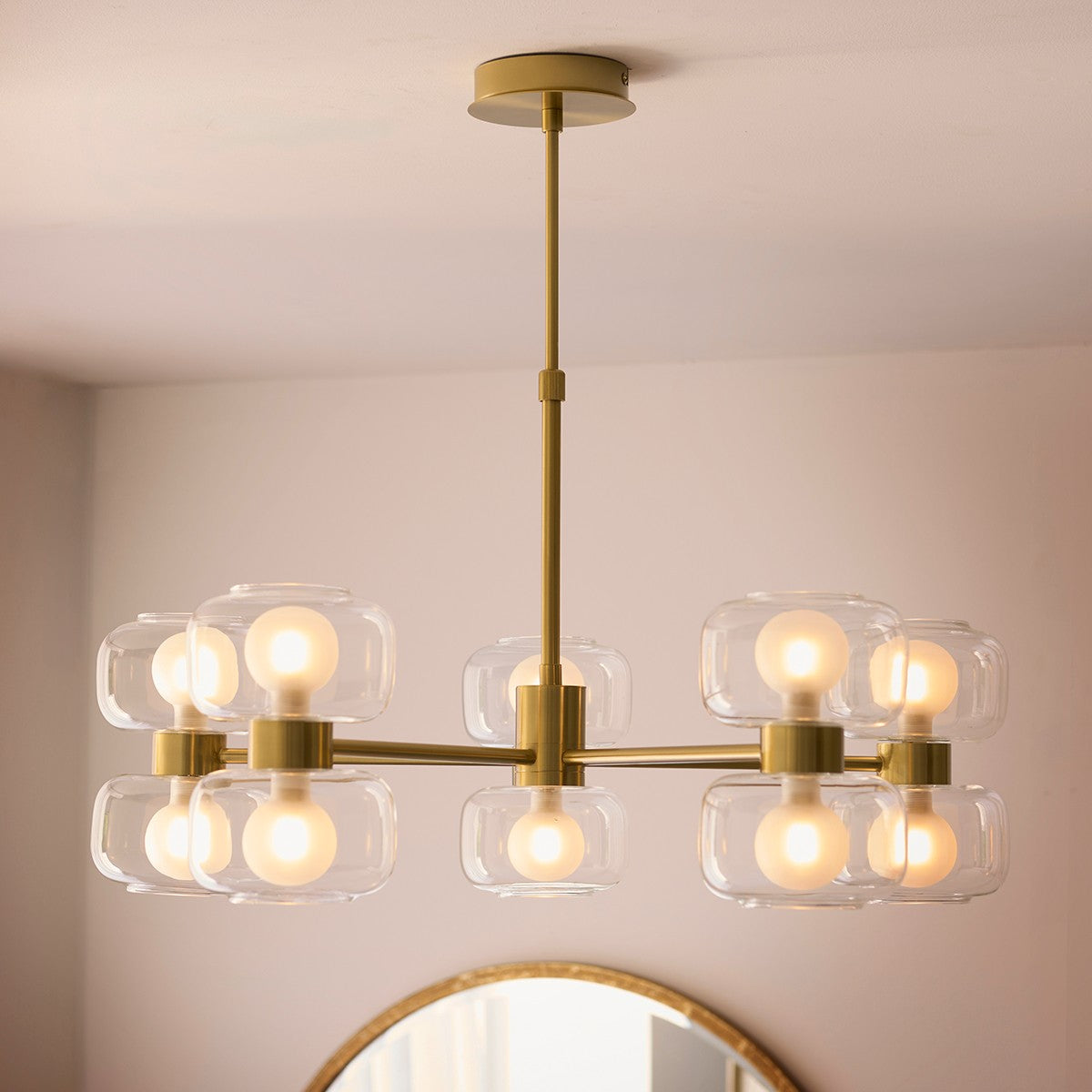Rosetto 10 Light Contemporary Ceiling Light with Clear Glass