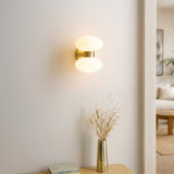 Rosetto Double Wall Light in Warm Brass and Opal Glass
