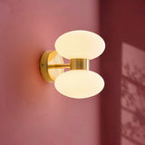 Rosetto Double Wall Light in Warm Brass and Opal Glass