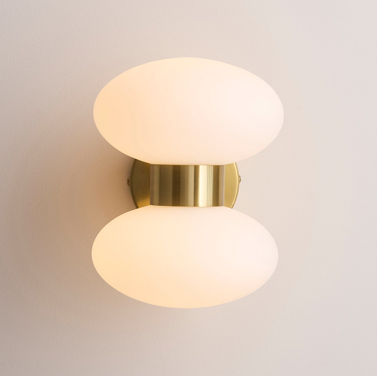 Rosetto Double Wall Light in Warm Brass and Opal Glass