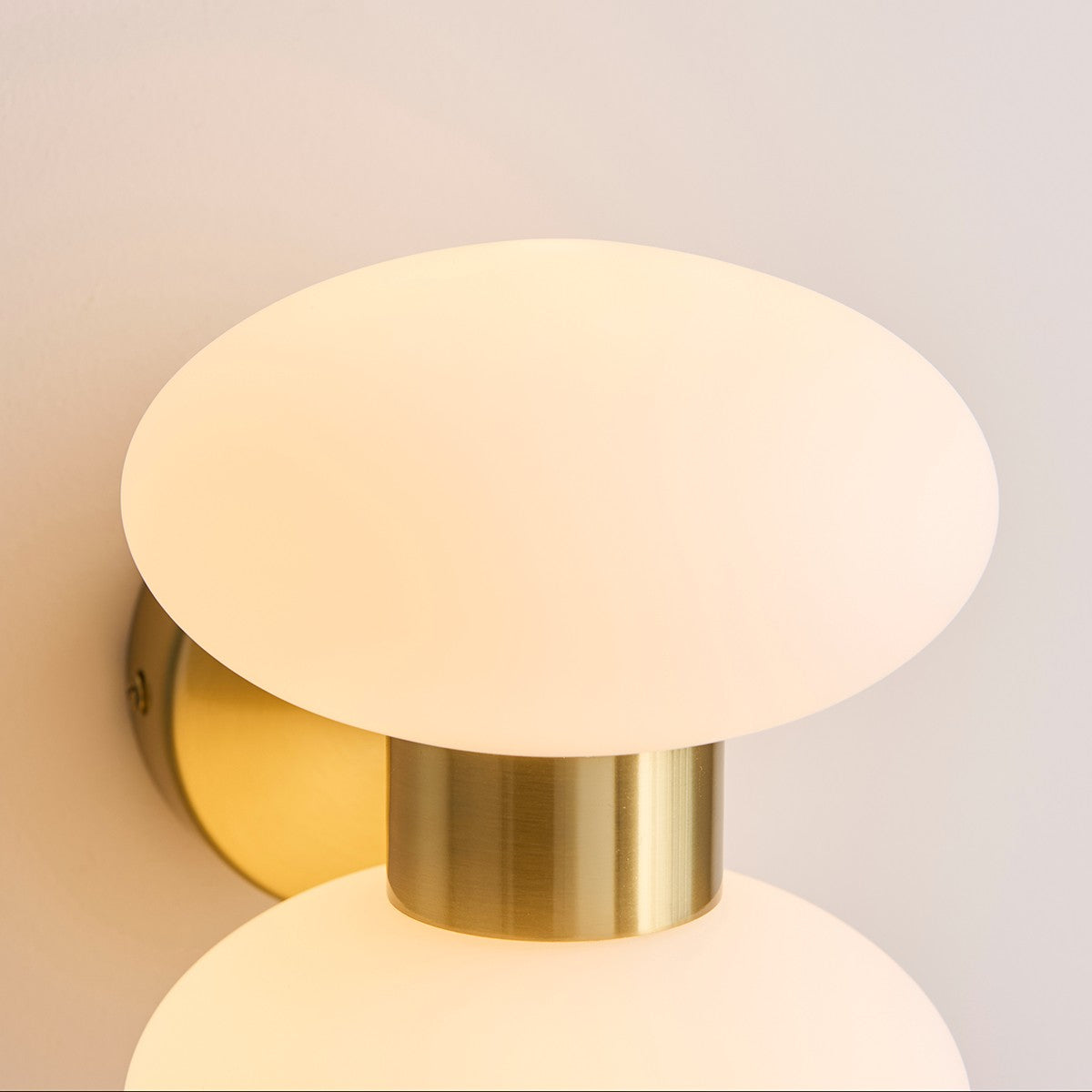 Rosetto Double Wall Light in Warm Brass and Opal Glass