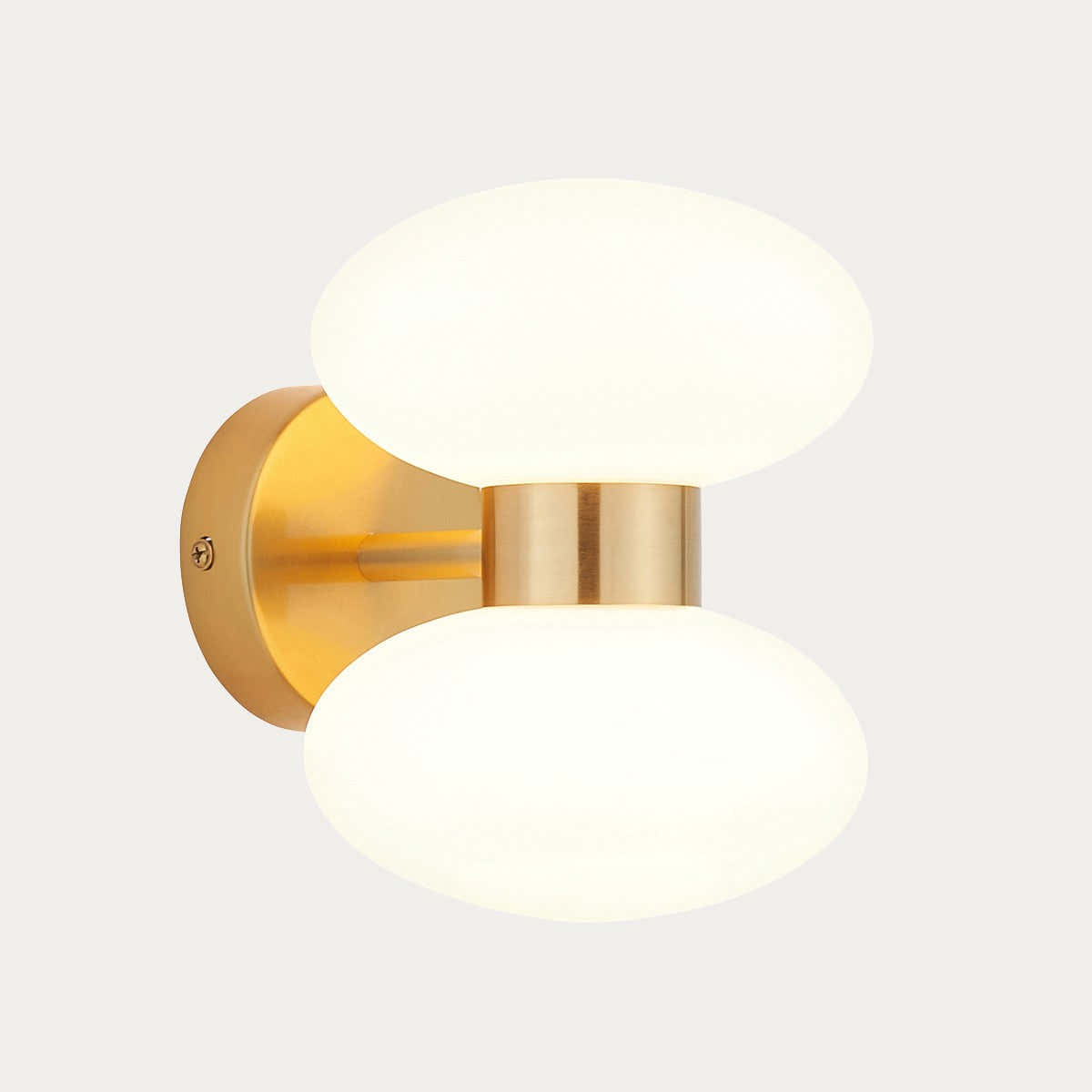 Rosetto Double Wall Light in Warm Brass and Opal Glass