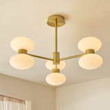 Rosetto 6 Light Semi Flush Mount Ceiling Light in Warm Brass with Opal Glass